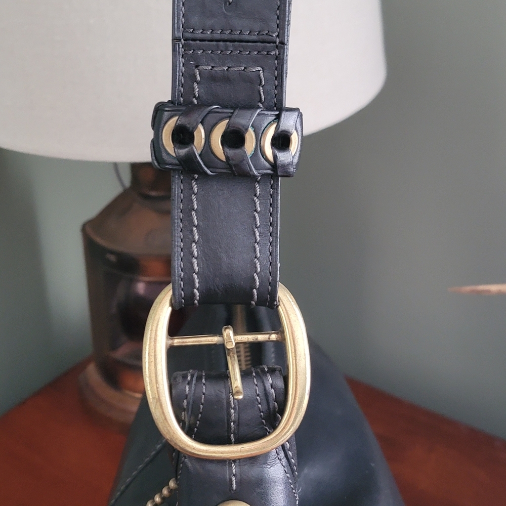 Coach 11422 Bleecker Tattersall Bucket Bag Black Vachetta Leather Purse Y2K - Picture 4 of 15